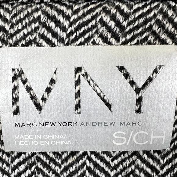 Marc NY Andew Full Zip Jacket Black White Herringbone Womens Size S - Picture 2 of 13